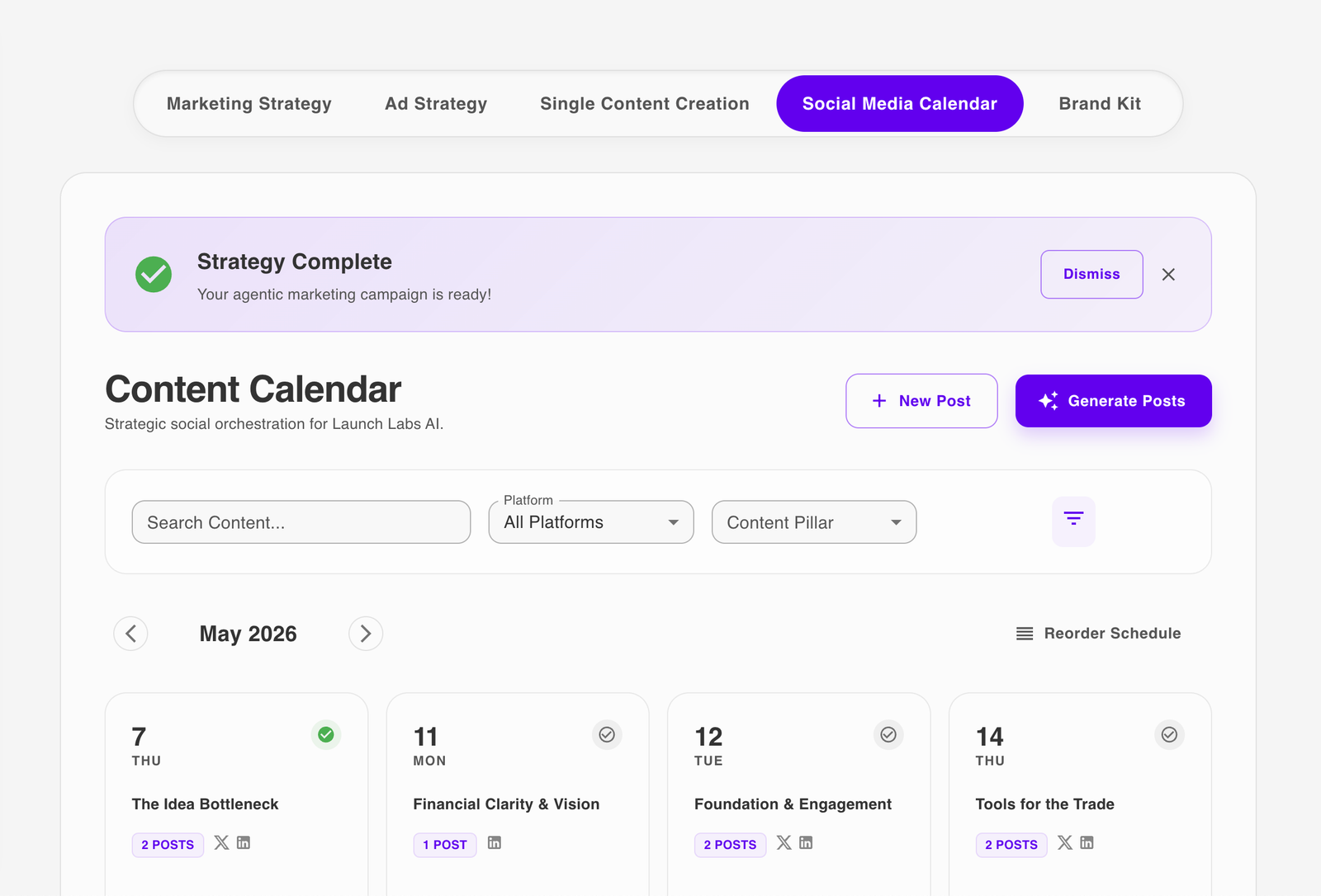 Social Media Content Calendar